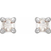 Sterling Silver .05 Carat Rose Cut Natural Diamond 4 Prong Claw Earrings