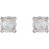 Sterling Silver 0.33 Carat Rose Cut Natural Diamond 4 Prong Claw Earrings