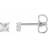 Sterling Silver 0.13 Carat Rose Cut Natural Diamond 4 Prong Claw Earrings
