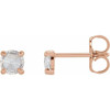 14 Karat Rose Gold 0.33 Carat Rose Cut Natural Diamond 4 Prong Claw Earrings