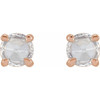 14 Karat Rose Gold 0.33 Carat Rose Cut Natural Diamond 4 Prong Claw Earrings