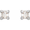 Platinum .05 Carat Rose Cut Natural Diamond 4 Prong Claw Earrings