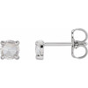 Platinum 0.33 Carat Rose Cut Natural Diamond 4 Prong Claw Earrings