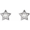 14 Karat White Gold .05 Carat Rose Cut Natural Diamond Petite Star Earrings