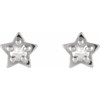 14 Karat White Gold .05 Carat Rose Cut Natural Diamond Petite Star Earrings