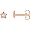 14 Karat Rose Gold .05 Carat Rose Cut Natural Diamond Petite Star Earrings