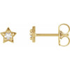 14 Karat Yellow Gold .05 Carat Rose Cut Natural Diamond Petite Star Earrings