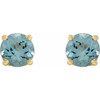 14 Karat Yellow Gold 4 mm Natural Aquamarine Floral Earrings