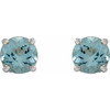 14 Karat White Gold 5 mm Natural Aquamarine Floral Earrings