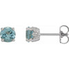 14 Karat White Gold 5.5 mm Natural Aquamarine Floral Earrings