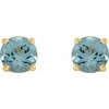14 Karat Yellow Gold 6.5 mm Natural Aquamarine Floral Earrings