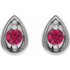 14 Karat White Gold 2 mm Natural Ruby Teardrop Earrings
