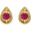 14 Karat Yellow Gold 2.5 mm Natural Ruby Teardrop Earrings