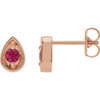 14 Karat Rose Gold 3 mm Natural Ruby Teardrop Earrings