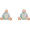 14 Karat Rose Gold 2 mm Round Natural White Opal Earrings