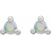 Sterling Silver 4 mm Round Natural White Opal Earrings