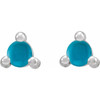 Platinum 3 mm Round Natural Turquoise Earrings