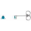 14 Karat White Gold 2 mm Round Natural Turquoise Earrings
