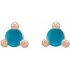 14 Karat Rose Gold 4 mm Round Natural Turquoise Earrings