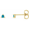 14 Karat Yellow Gold 3 mm Round Natural Turquoise Earrings