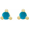 14 Karat Yellow Gold 4 mm Round Natural Turquoise Earrings