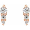 14 Karat Rose Gold 0.10 Carat Natural Diamond Three Stone Graduated Bar Earrings