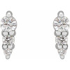 14 Karat White Gold 0.10 Carat Natural Diamond Three Stone Graduated Bar Earrings