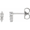 Sterling Silver 0.10 Carat Natural Diamond Three Stone Graduated Bar Earrings