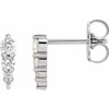 Sterling Silver 0.20 Carat Natural Diamond Four Stone Graduated Bar Earrings