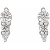 Platinum 0.10 Carat Natural Diamond Three Stone Graduated Bar Earrings