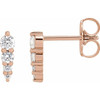 14 Karat Rose Gold 0.20 Carat Natural Diamond Four Stone Graduated Bar Earrings