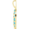 14 Karat Yellow Gold Turquoise Engravable Halo Style Pendant