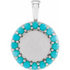 Sterling Silver Turquoise Engravable Halo Style Pendant