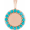14 Karat Rose Gold Turquoise Engravable Halo Style Pendant