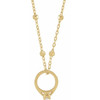 14 Karat Yellow Gold .03 Carat Natural Diamond Tiny Solitaire Ring 18 inch Necklace