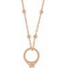 14 Karat Rose Gold .03 Carat Diamond Tiny Solitaire Ring 18 inch Necklace