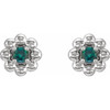 Platinum Natural Alexandrite Petite Flower Beaded Earrings