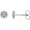 Platinum Natural .06 Carat Diamond Petite Flower Beaded Earrings