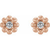 14 Karat Rose Gold Natural White Sapphire Petite Flower Beaded Earrings