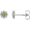 Platinum Natural Peridot Petite Flower Beaded Earrings