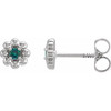 14 Karat White Gold Natural Alexandrite Petite Flower Beaded Earrings