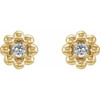 14 Karat Yellow Gold Natural White Sapphire Petite Flower Beaded Earrings