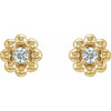 14 Karat Yellow Gold .06 Carat Natural Diamond Petite Flower Beaded Earrings