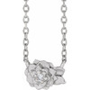 14K White .015 Carat Natural Diamond Flower 16 inch Necklace