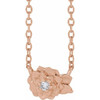 14 Karat Rose Gold .015 Carat Diamond Flower 16 inch Necklace