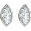 Sterling Silver 0.10 Carat Natural Diamond Solitaire Bezel Set Earrings