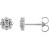 Platinum Natural White Sapphire Petite Flower Beaded Earrings