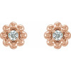 14 Karat Rose Gold .06 Carat Natural Diamond Petite Flower Beaded Earrings