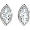 Sterling Silver 0.16 Carat Natural Diamond Solitaire Bezel Set Earrings