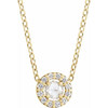 14 Karat Yellow Gold 0.37 CRose-Cut Natural Diamond Halo Style 16 inch Necklace